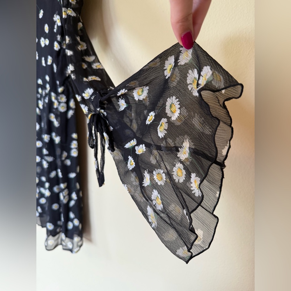 THE KOOPLES Black Daisy Floral Print Silk Cocktail Dress NWT 3 Large $595 - Picture 4 of 10